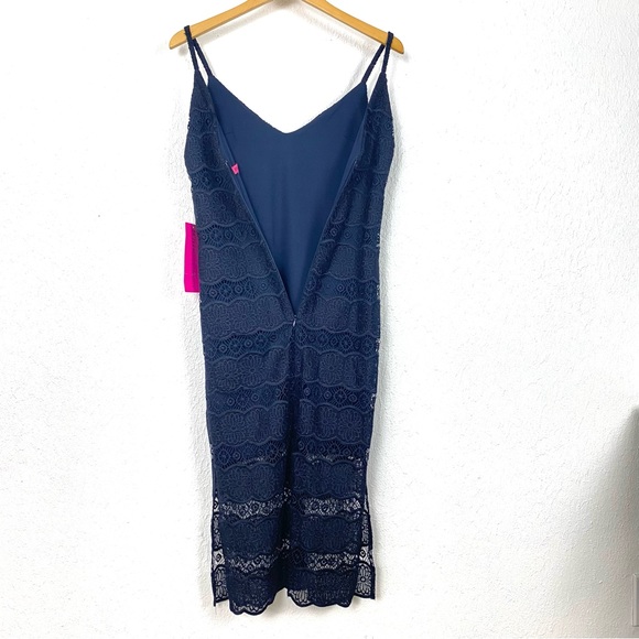 Betsey Johnson NWT Navy Sleeveless Midi Dress with Lace Crochet Overlay Size 0 - Picture 5 of 15